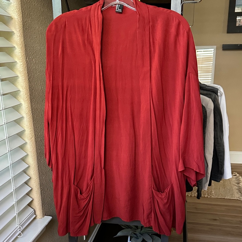 Stylish Rust Colored Open-Front Cardigan